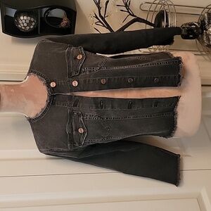 Sanctuary Faded Black Denim Jacket Size M. EUC!